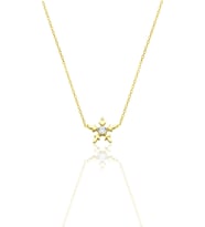 Gümüş altın yaldızlı zirkon tek taşlı mini buz kristali kar tanesi kolye SGTL12793GOLD