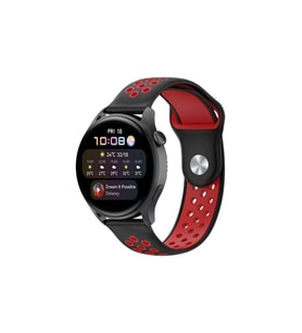 Watch 20mm Spor Delikli Kordon - Siyah-kırmızı
