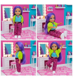 Ankiki Moda İkonu Bebek Figür 13 cm  - Mor Saçlı Hip-Hop Rüzgarı