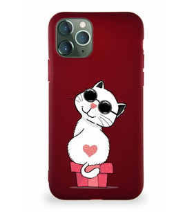 Apple iPhone 11 Pro Soft Premier Kapak Coolcat Tasarımlı Silikon Kılıf - Mürdüm (Şeffaf)