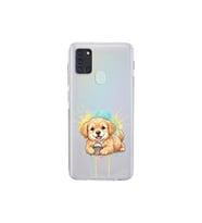 Samsung Galaxy A21S ile Uyumlu Splash Köpek Tasarımlı Şeffaf Silikon Kılıf