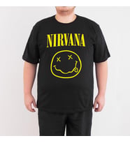 Bant Giyim - Nirvana 4XL Büyük Beden Siyah Erkek T-shirt Tişört (Siyah - Beyaz)
