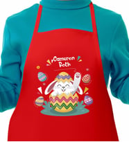 BK Gift Kişiye Özel Paskalya Bayramı Kırmızı Çocuk Mutfak Önlüğü-15