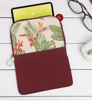 BK Gift Yapraklar Tasarımlı Taşınabilir Koruyucu Tablet Kılıfı & Organizer Çanta - Bordo-2