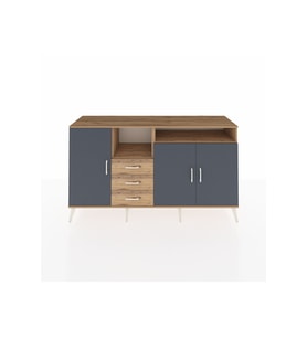 Kronos Konsol 5 Raflı 3 Çekmeceli 3 Kapaklı 176x59x99 Çam-Antrasit/Çam