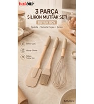 ByMyHand Ahşap Saplı Slikon Uçlu Mutfak ve Pasta Yapım Hazırlık 3'lü Set