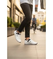 Enoch Erkek Günlük Spor Ayakkabı Nakış Logolu Sneaker Süet Garnili ve Şeritli Klasik Model