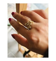 AYARLANABİLİR GOLD RENK TAŞLI YILDIZ YÜZÜK ACR0023