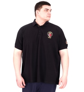 Mode XL Büyük Beden Erkek T-Shirt Pike Polo Yaka U25306 Siyah