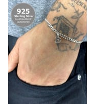 925 ayar gümüş harf charm 3 mm zincir bileklik (Silver)