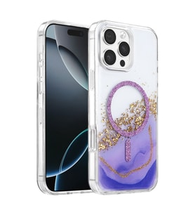Onegif Apple iPhone 16 Pro Max Lotus Simli Magsafe Kapak - Mor