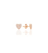 Gümüş rose zirkon taşlı kalp küpe SGTL12709ROSE