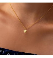 Kişiye Özel 925 Ayar Gümüş Minimal Yıldız Harf Kolye (Gold)