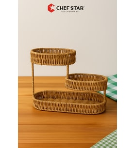30*37 CM 3 KATLI LÜKS OVAL HASIR GÖRÜNÜMLÜ DÜZENLEYİCİ