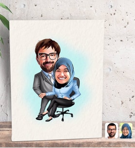BK Gift Kişiye Özel Sevgililer Karikatürlü Dekoratif Mini Kanvas Tablo 15x20cm-59