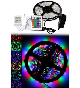 Led Animasyonlu Tak Çalıştır Kumandalı Trafolu Rgb Şerit Işık Aydınlatma 5 Metre