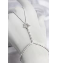 Gümüş Renk Pirinç Zirkon Taşlı Yıldız Model Şahmeran