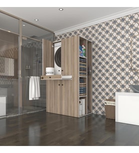 Kenzlife çamaşır-kurutma makinesi dolabı biruni crd 187*110*60 çekmeceli raflı banyo (Beyaz)