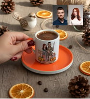 Kişiye Özel Karikatürlü Orta Dünya Sevgililer Türk Kahvesi Fincanı Sevgililer Günü Hediyesi