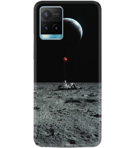 Vivo Y33s Kılıf Silikon Desen Özel Seri Astronoot Red Baloon 1608