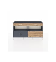 Arges Konsol 2 Raflı 3 Çekmeceli 2 Kapaklı 176x30x99 Antrasit-Antrasit/Çam