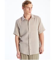 LCW Vision Bej Regular Fit Kısa Kollu Erkek Gömlek