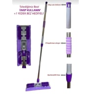 Yedek Bez Hediyeli Mikrofiber Yer ve Fayans Mopu, Pratik Temizlik Seti