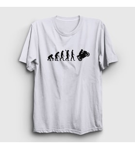 Presmono Unisex Beyaz Evolution Evrim Motorsiklet Yarış Motoru T-Shirt 441913tt (Beyaz)