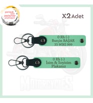 Yeşil, Efsane Motorculara Özel, İsim Plaka ve 0 Rh (-) Kan Grubu Yazılı Anlamlı Hediye x2 Anahtarlık