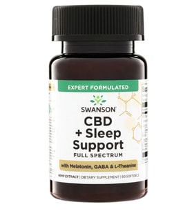 Swanson Vitamins C.B.D + Sle ep Support Full Spec trum w/ Mela tonin, GA BA & L-Theanine 15mg · 60 Softgels.