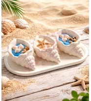 Mumelia Candles İstiridye Kabuğunun Rüyası - Doğal Soya Taştozu Kase Tasarım Mum - 3'lü