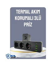 Mey İthalat® Anahtarlı Çoklu Priz 3 USB 1 Type-C Hızlı Şarj Destekli