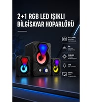 2+1 Rgb Led Işıklı Güçlü Bas Sistemli Bilgisayar Hoparlörü