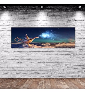 BK Home Alaaddin'in Sihirli Lambası Panorama Kanvas Tablo 100x35cm-1