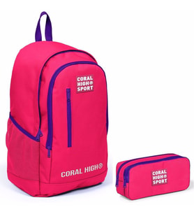Coral High Sport Neon Mercan Okul Çantası ve Kalemlik Seti - Ortaokul ve Lise