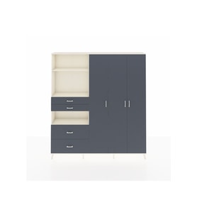 Arges Gardrop 12 Raflı 4 Çekmeceli Tek Askılı 220x30x243 Aytaşı-Antrasit