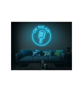 ON THE AIR Yazılı Mikrofon Figürlü Neon Tabela