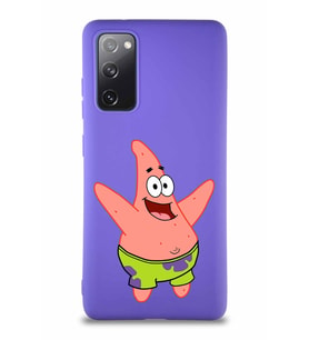 Samsung Galaxy S20 FE Soft Premier Kapak Patrick Yıldız Tasarımlı Silikon Kılıf - Mor (Şeffaf)
