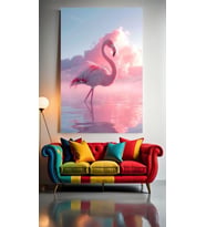 PEMBE FLAMİNGO V1 Ev Duvar Salon Güzellik Salonu Ofis Dükkan Dekarasyon Kanvas Tablo (Çok Renkli)