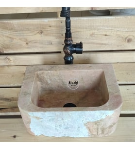 Kırmızı Traverten Mini Lavabo