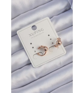 Xuping Rose Renk Zirkon Taşlı Bombeli Topçuk Earcuff Küpe 5886 - HPSBYI7518-1151