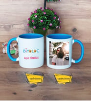 Biyolog Kupa Bardak Mavi Fotoğraflı Biyologa Hediye