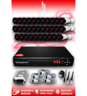 BAYICAM 32 Kameralı Uzay 32 Dış Kamera Set HDD'siz Full HD Gece Görüşlü Güvenlik Kamerası Sistemi