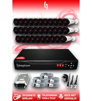 BAYICAM 32 Kameralı Uzay 32 Dış Kamera Set HDD'siz Full HD Gece Görüşlü Güvenlik Kamerası Sistemi