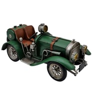 El Yapımı Eskitme Yeşil Vintage Roadster Metal Dekoratif Araba Biblo - Klasik Dönem Spor Otomobil Koleksiyonluk