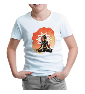 Yoga - Sukhasana Beyaz Çocuk Tshirt