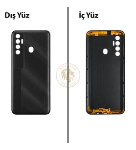 Tecno Spark 7 Pro Mıknatıs Siyahı Arka Kapak Arka Cam Batarya Kapağı Lazer Kesim Kapak Pil Kapağı Back Cover