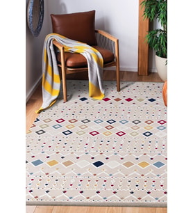 Bej Viskon Altı Kaymaz Modern Desenli Halı-0042