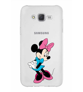 Samsung Galaxy J7 Core Kapak Minnie Mouse Tasarımlı Şeffaf Silikon Kılıf