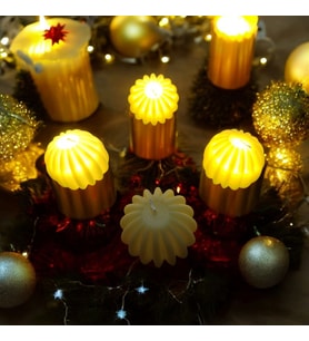 VIP KALİTE LED IŞIKLI MUM 6 ADET YILBAŞI NOEL MUMU  PİLLİ GÜN IŞIĞI MUM 6 YILBAŞI MUMU SÜSLERİ